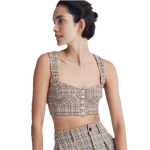 Madewell Brown Plaid Gingham seersucker sweetheart bralette
crop top nl016 sz 6